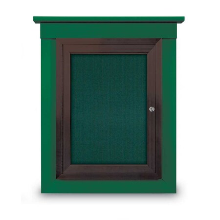 United Visual Products 60"x48" 2-Door Enclosed Letterboard, Blue Felt/Walnut UV2626O-WALNUT-BLUE